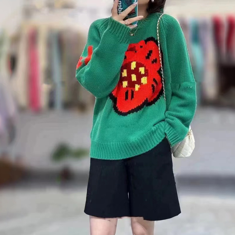 Streetwear Brand With Flowers - Женский свитер из 100% чистого кашемира