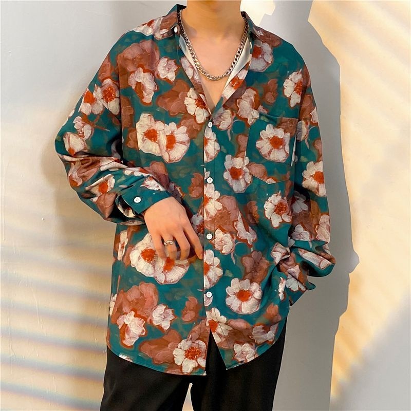 Модная мужская рубашка с длинн – обзор и цена Streetwear Brand With Flowers